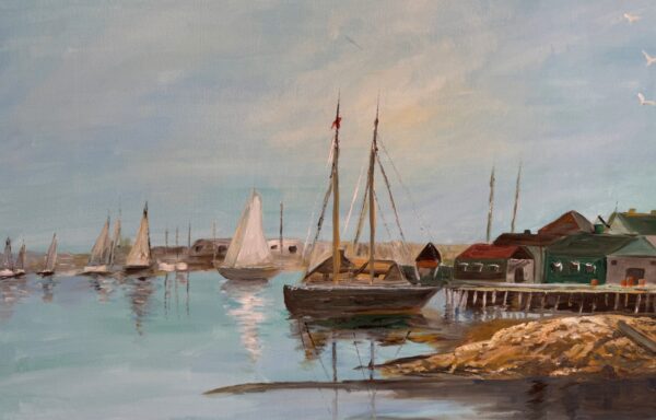 Harbor Reflections (Original Oil on Canvas 24″x30″)